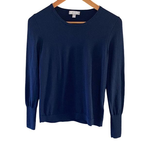 NWOT J. Crew Halle Navy Blue Merino Wool Sweater Size Small - Picture 4 of 8